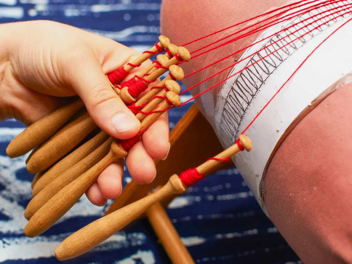 Bobbins turned by hand